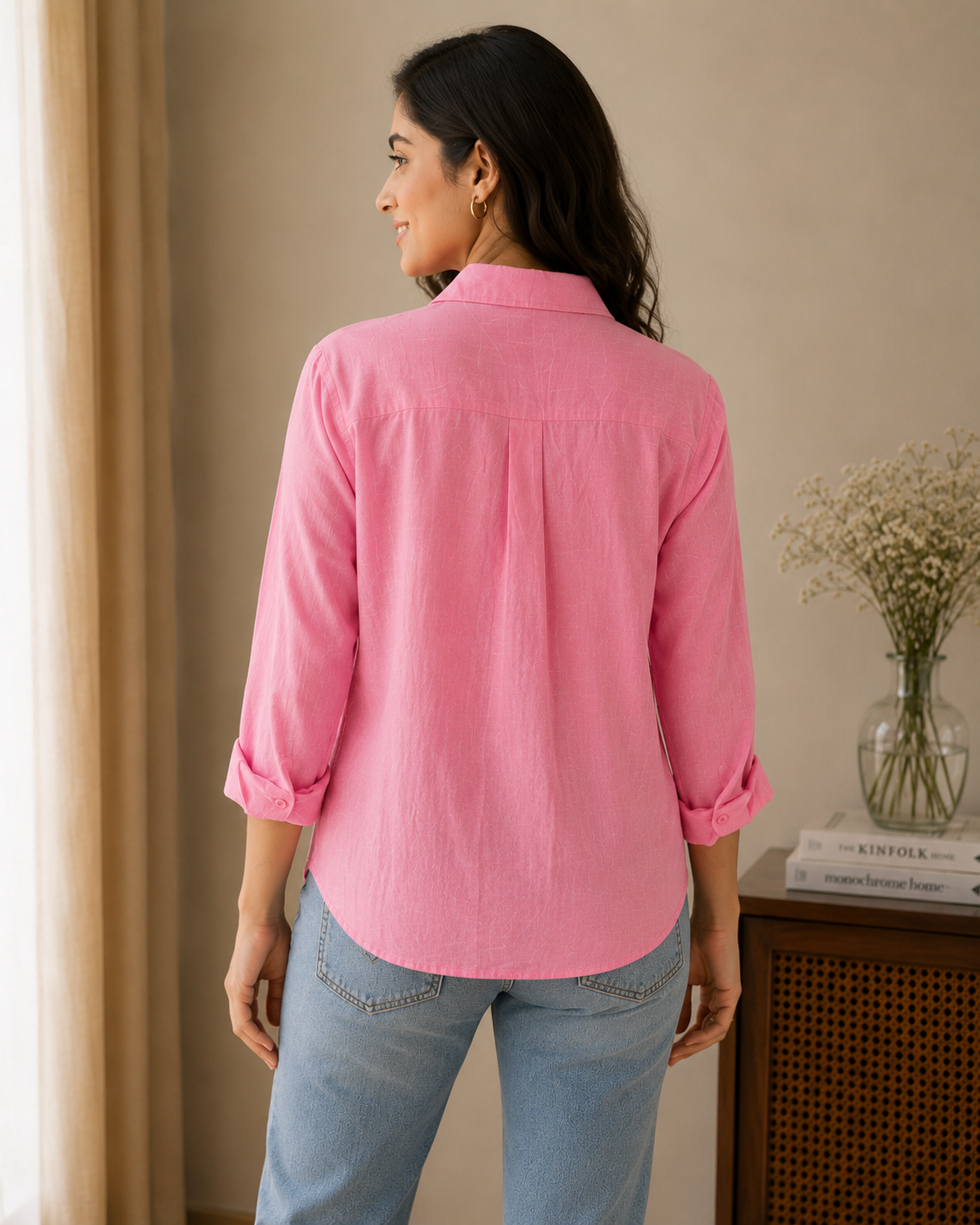 Pink Crochet Pocket Shirt