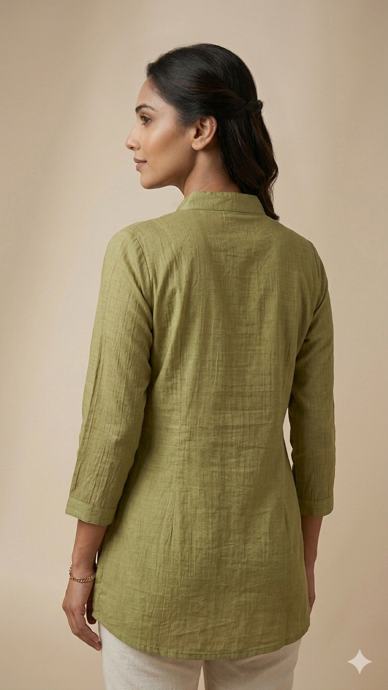 Olive Green Flower Patch Top