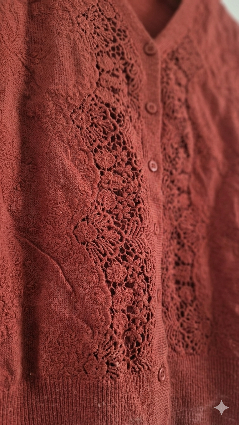 Rust Orange Knitted Button Shirt