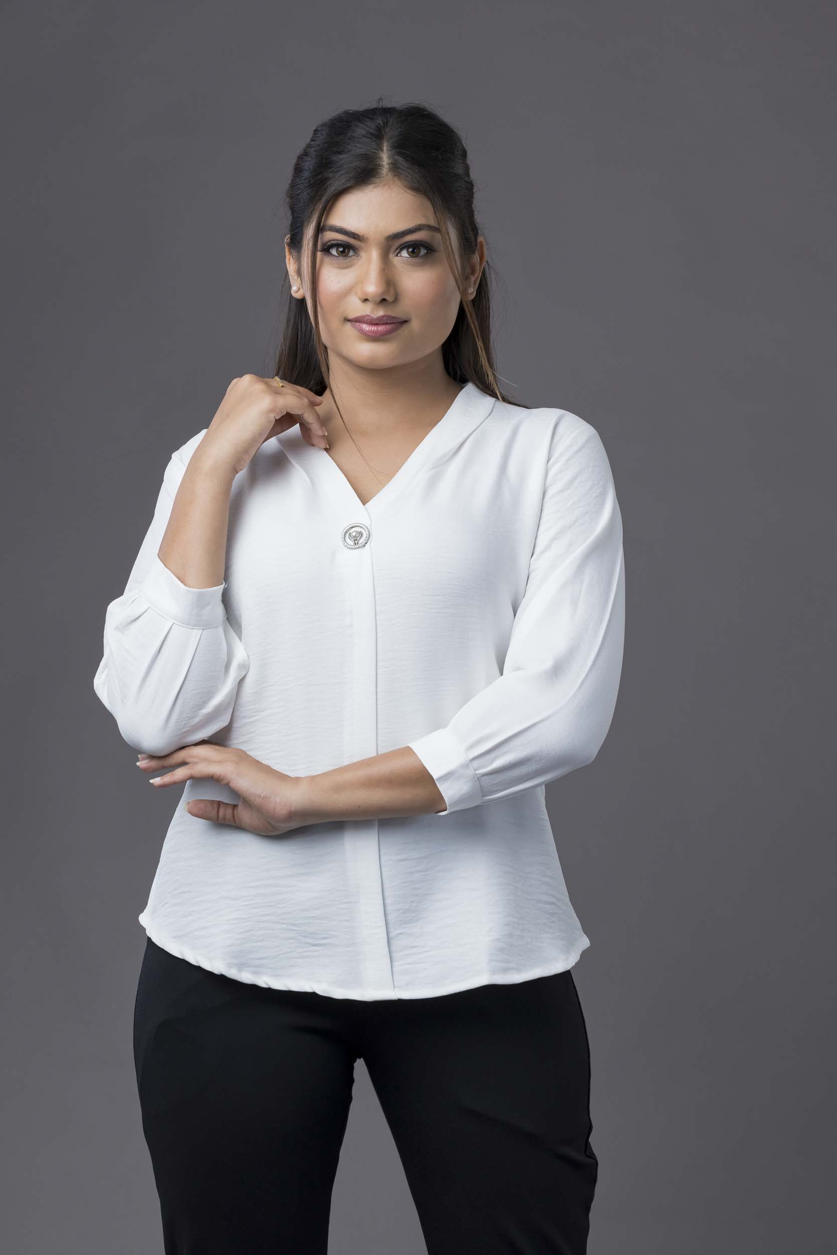 V Neck Party Top White