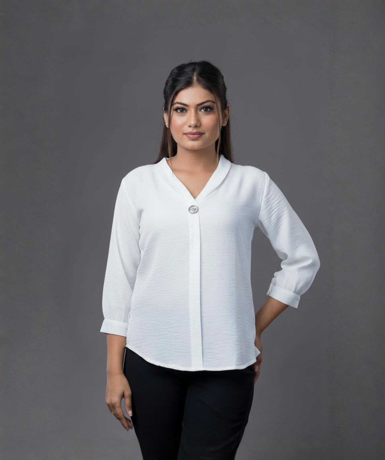 V Neck Party Top White