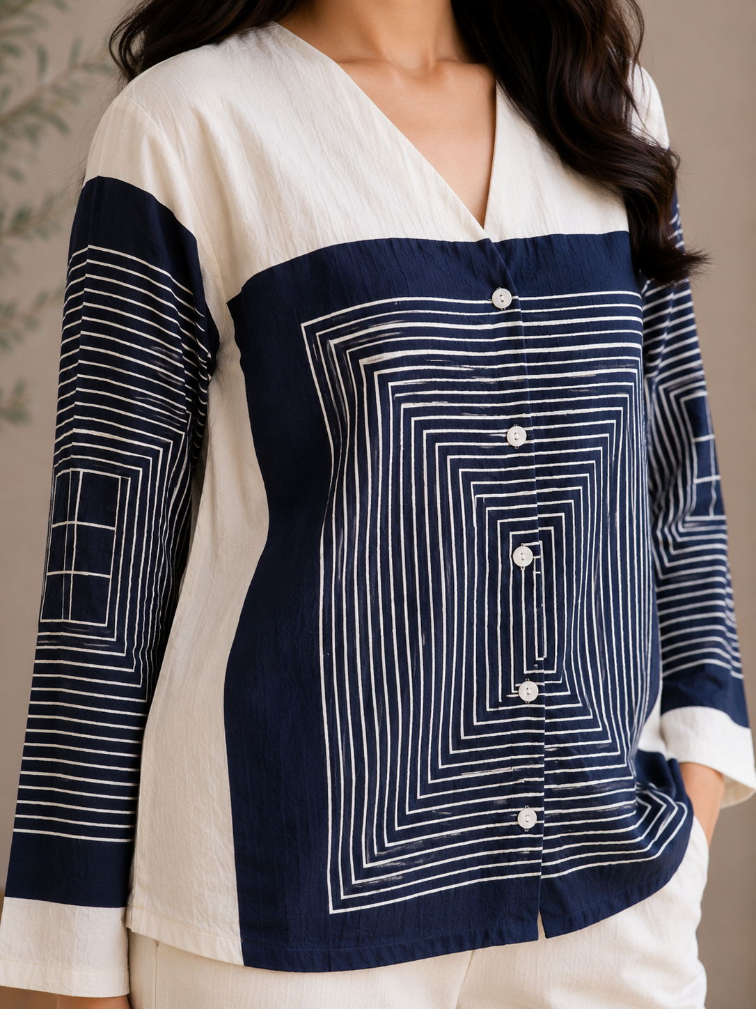 Black & White Square Print Shirt