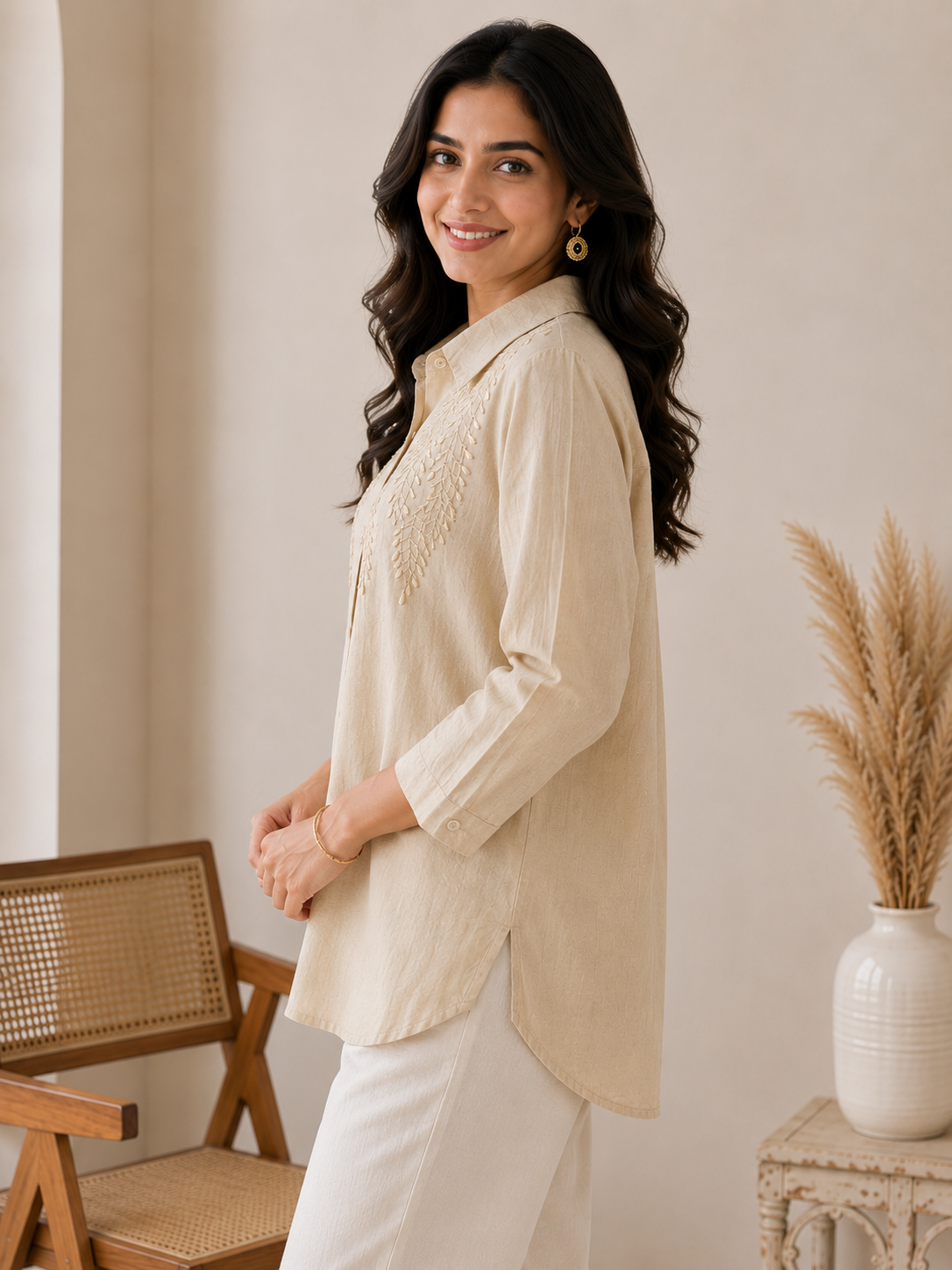 Cream Pearl Work Shirt