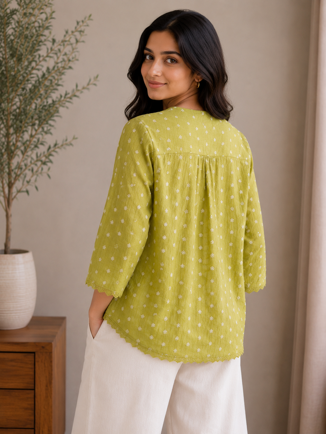 Pista Green V Neck Shirt