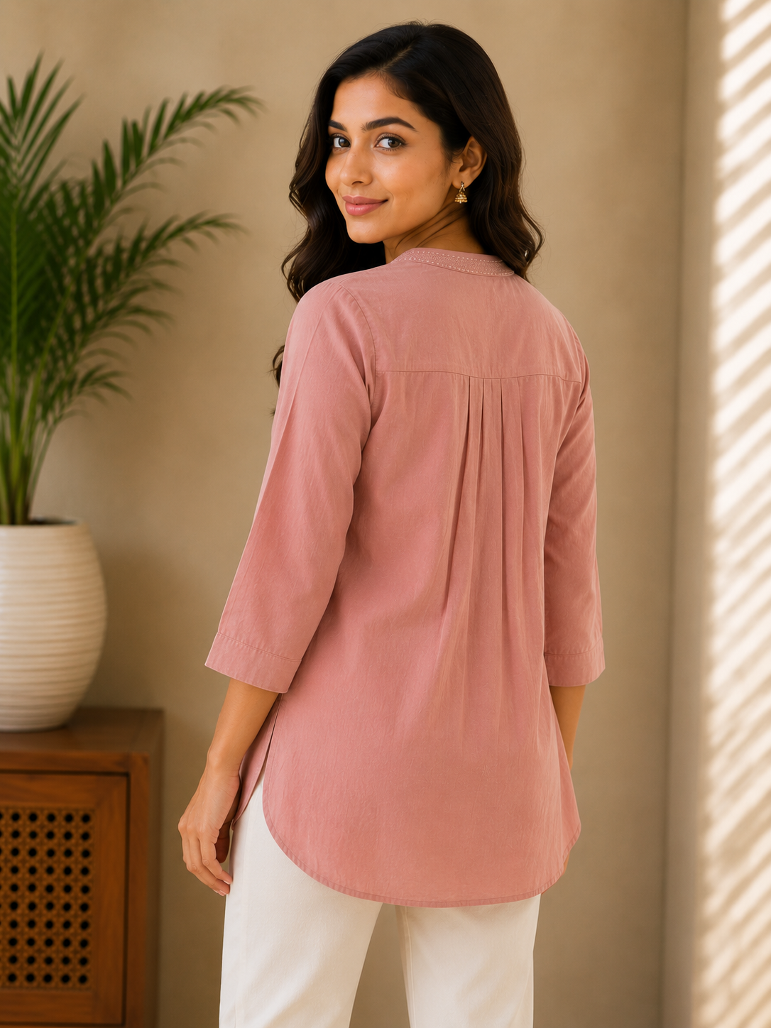 Dusty Pink Embroidery Shirt