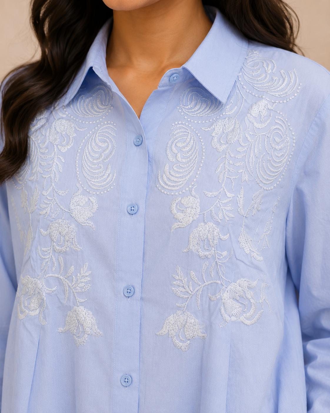 Light Blue Embroidery Shirt