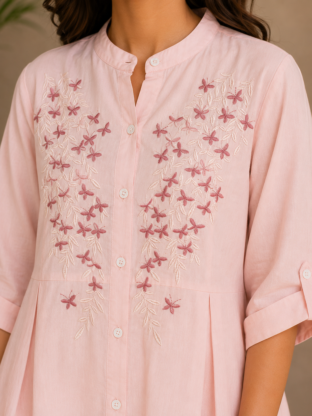 Blush Pink Embroidery Shirt