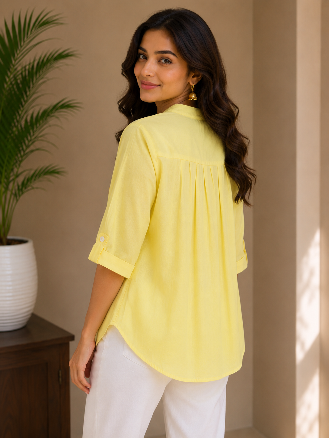 Dusty Yellow Embroidery Shirt