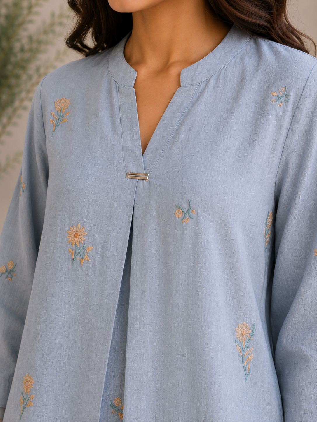 Teal Blue Flower Top
