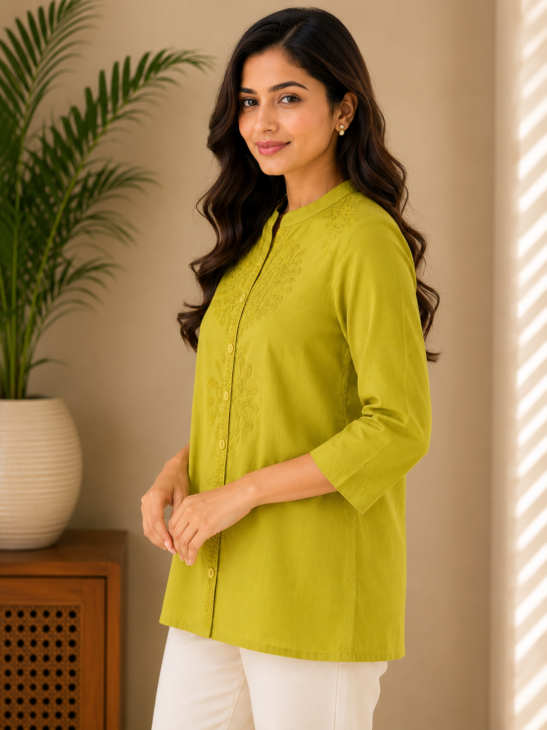 Dusty Green Embroidery Shirt
