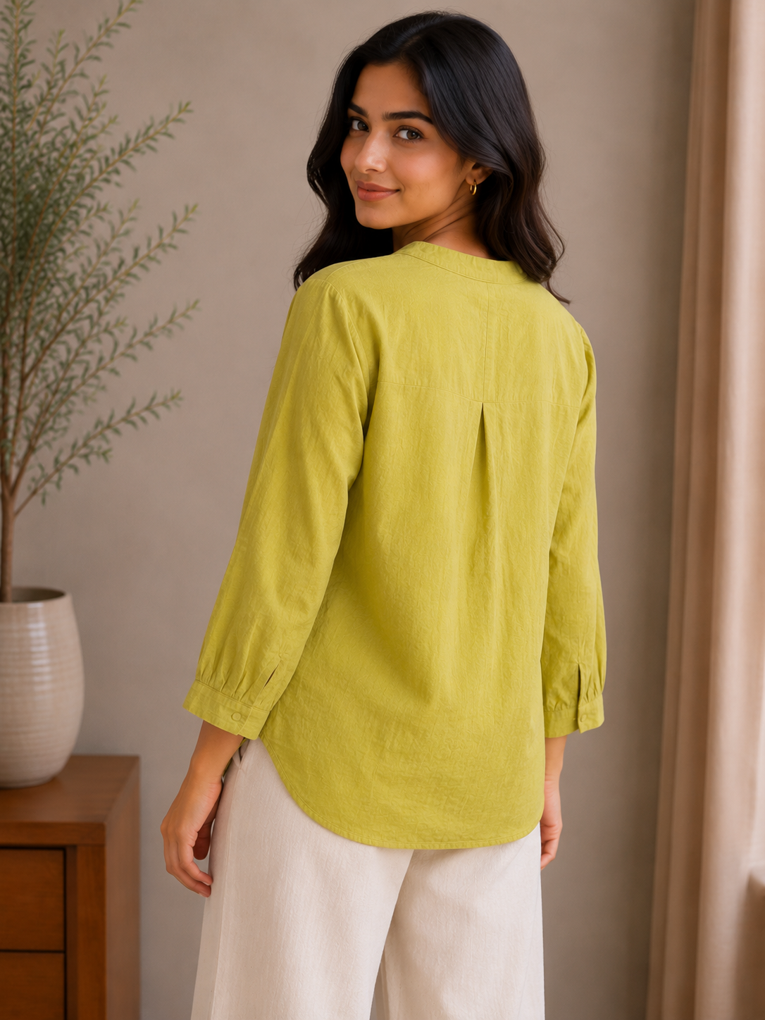 Lime Yellow V Neck Top