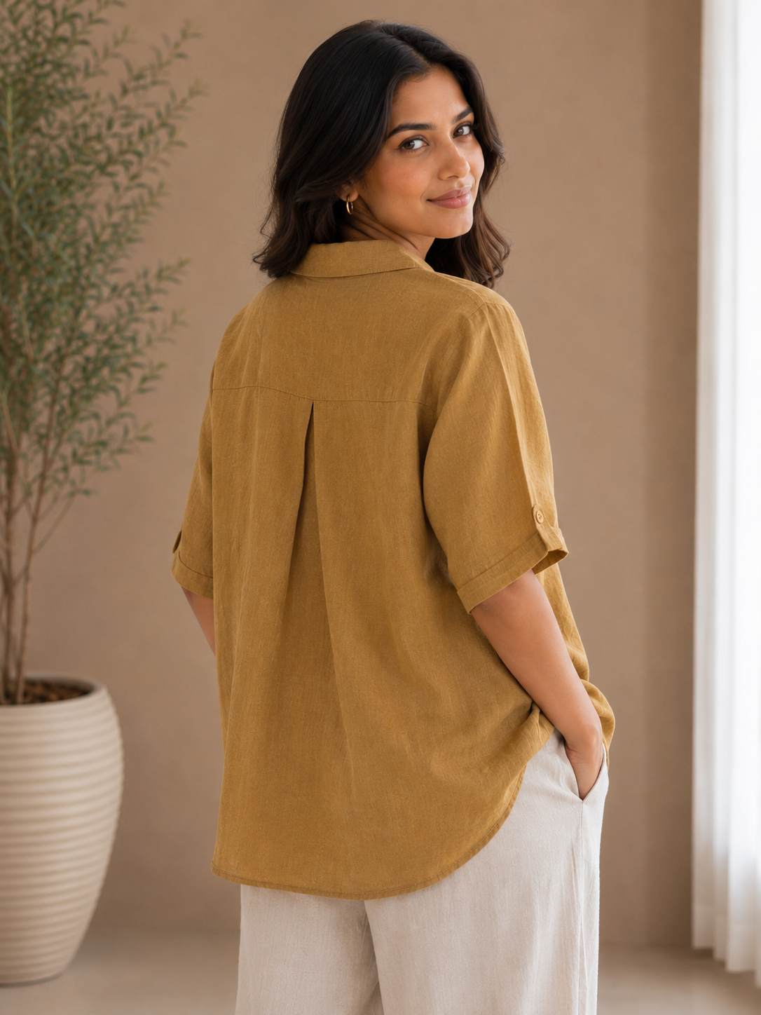 Dusty Yellow Linen Shirt