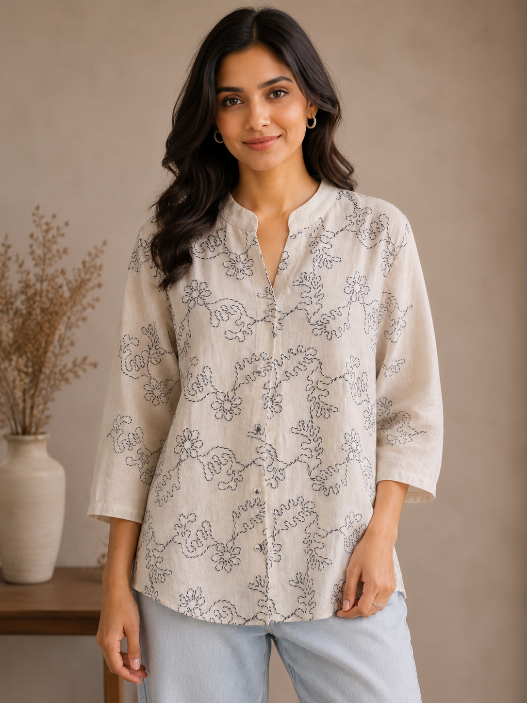 Cream Thread Work Shirt