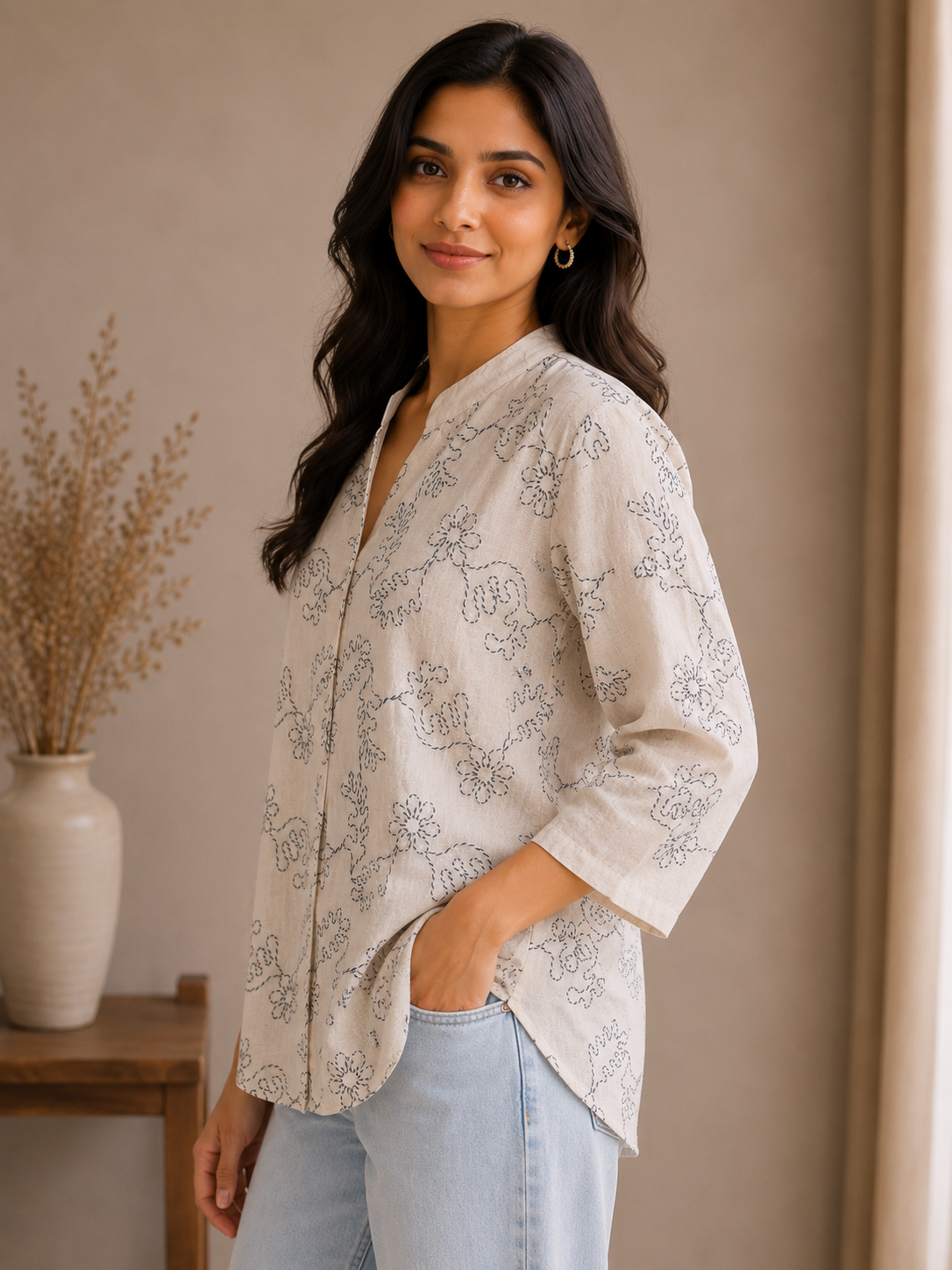 Cream Thread Work Shirt