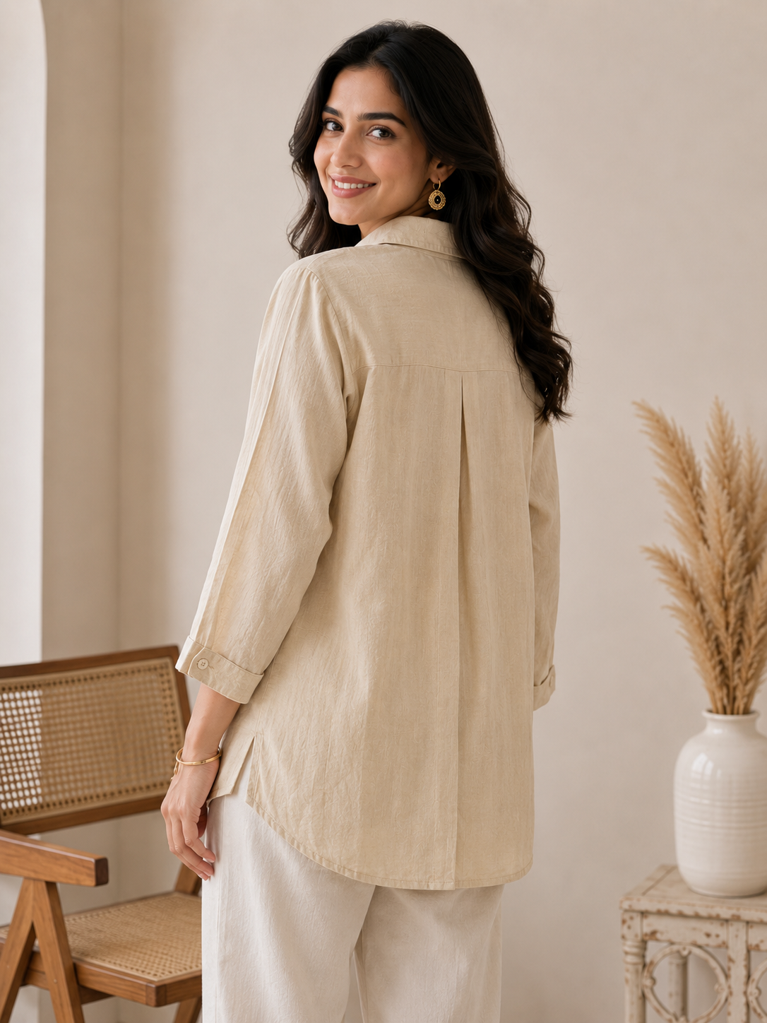 Cream Pearl Work Shirt