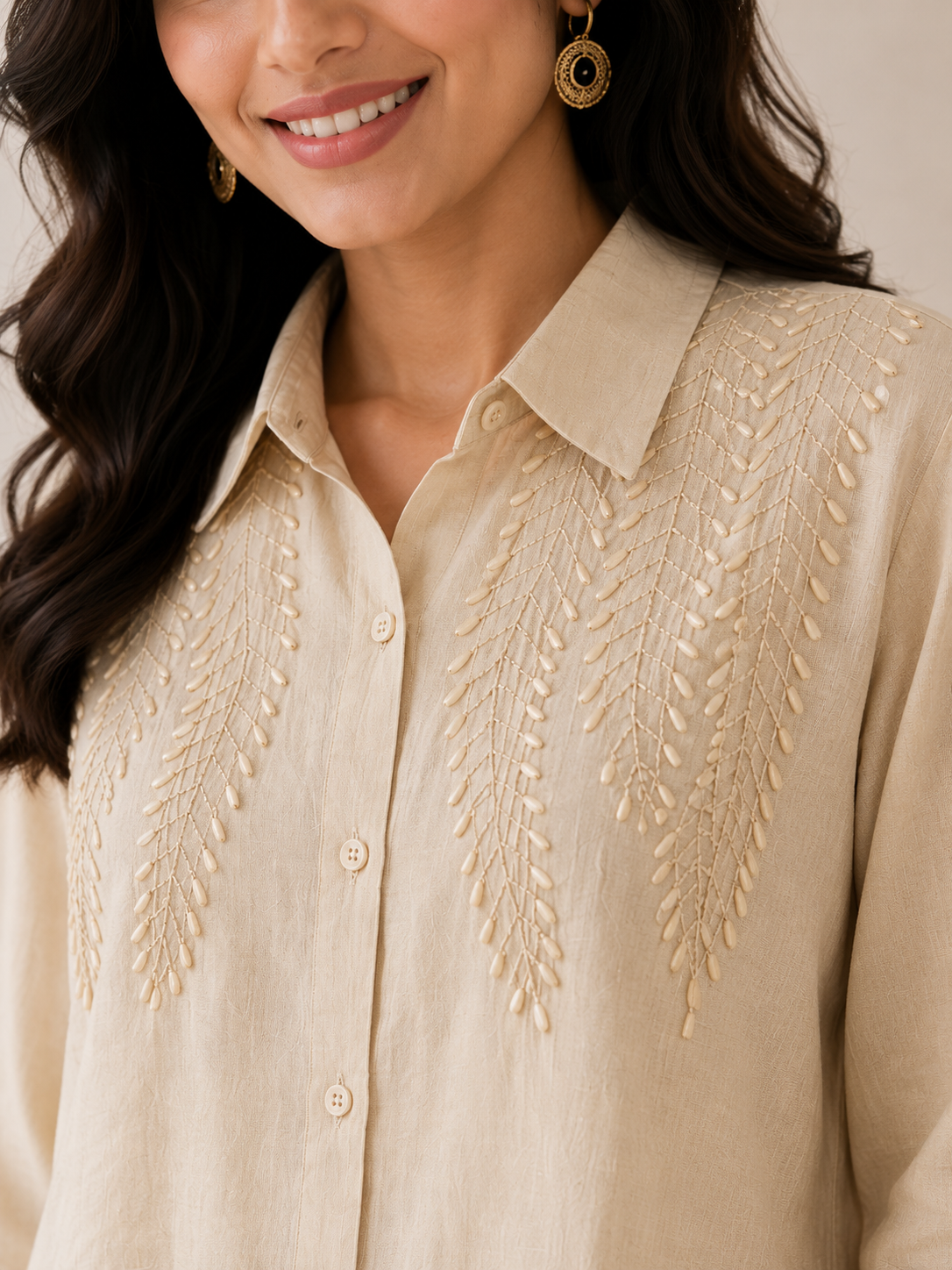 Cream Pearl Work Shirt