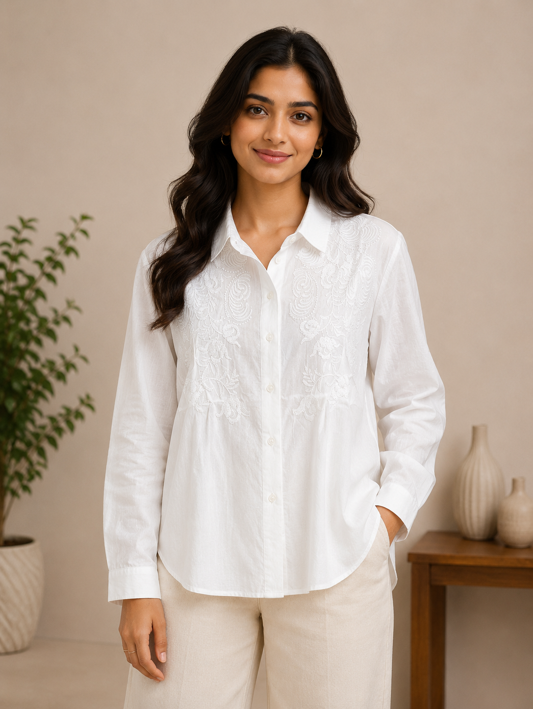 Light Blue Embroidery Shirt