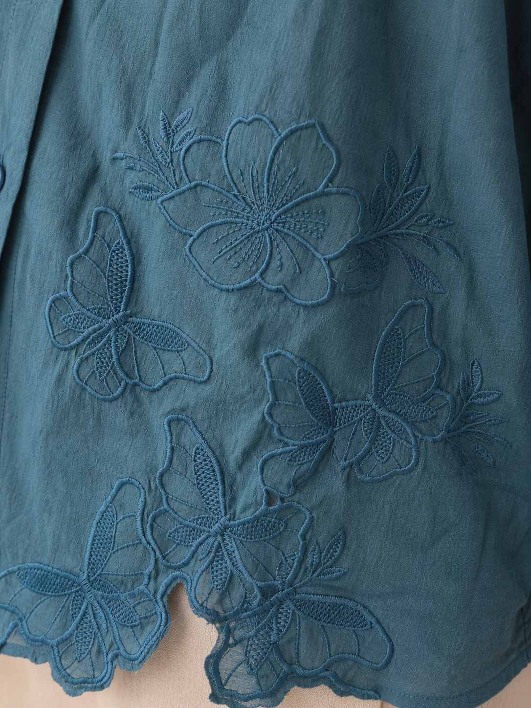 Teal Blue Embroidery Shirt