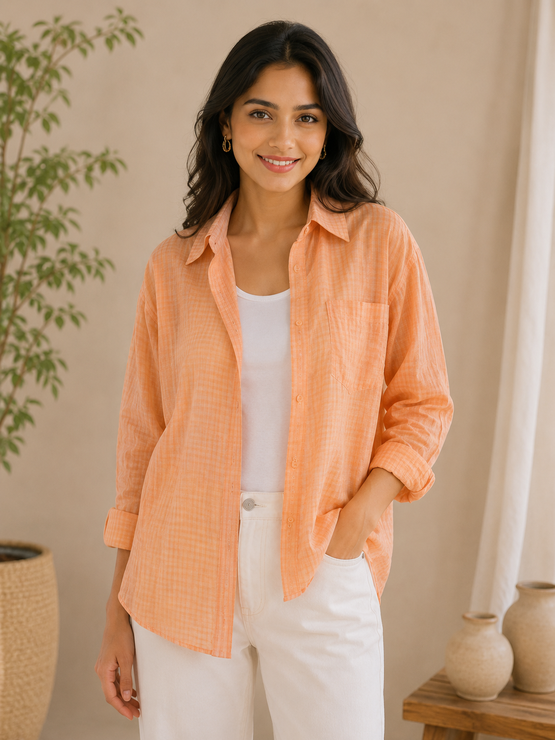 Orange Checks Shirt
