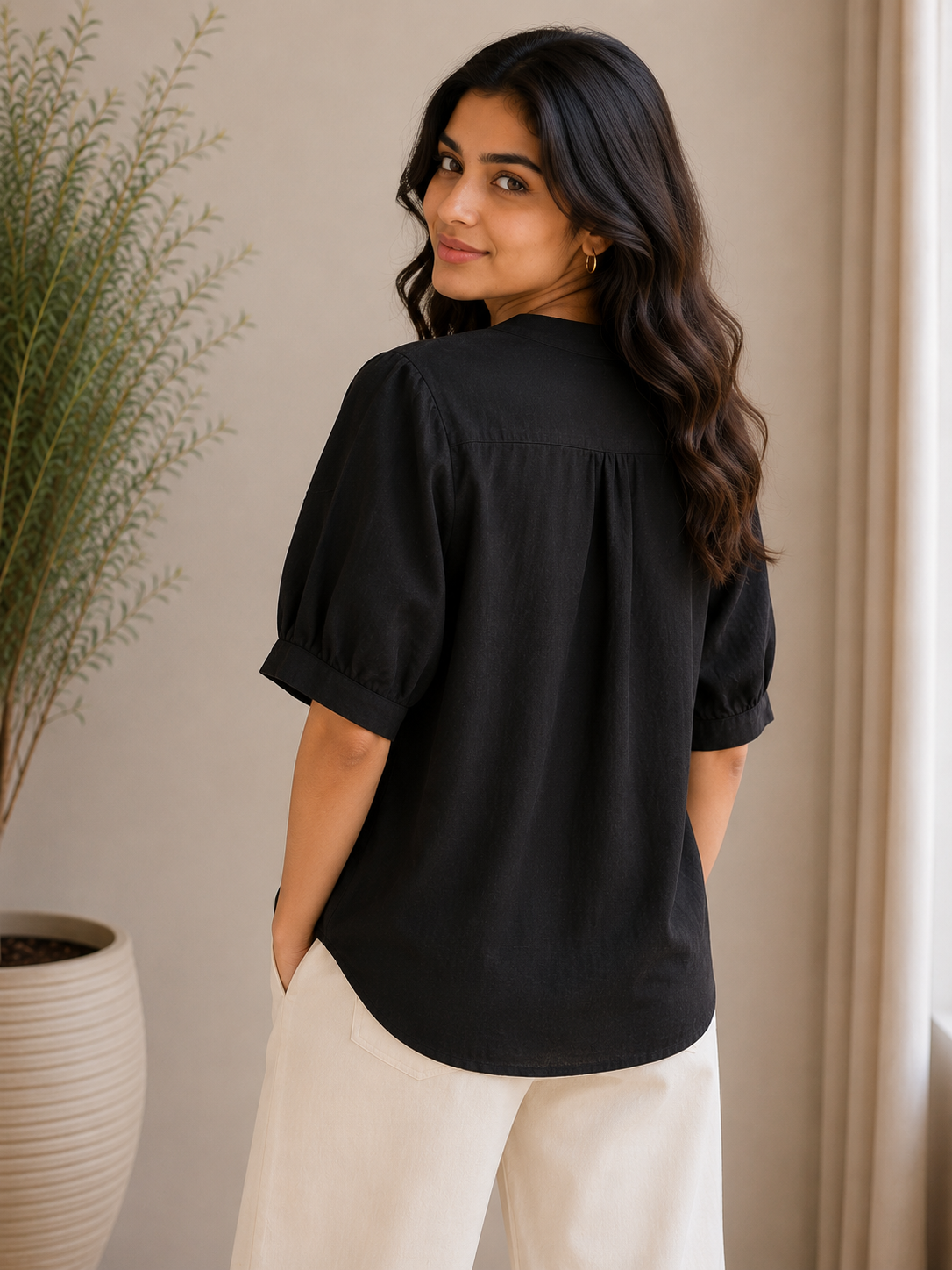 Black Thread Embroidery Top