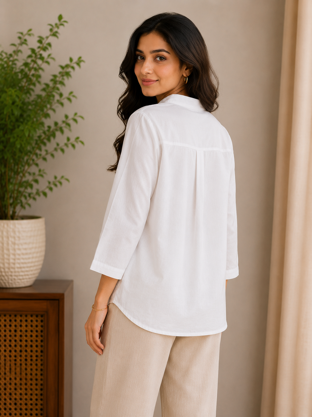 White Pearl Embroidery Shirt
