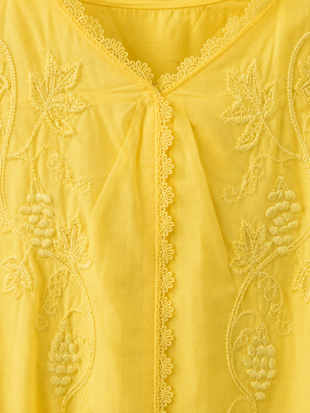 Milky Yellow Flower Embroidery Top