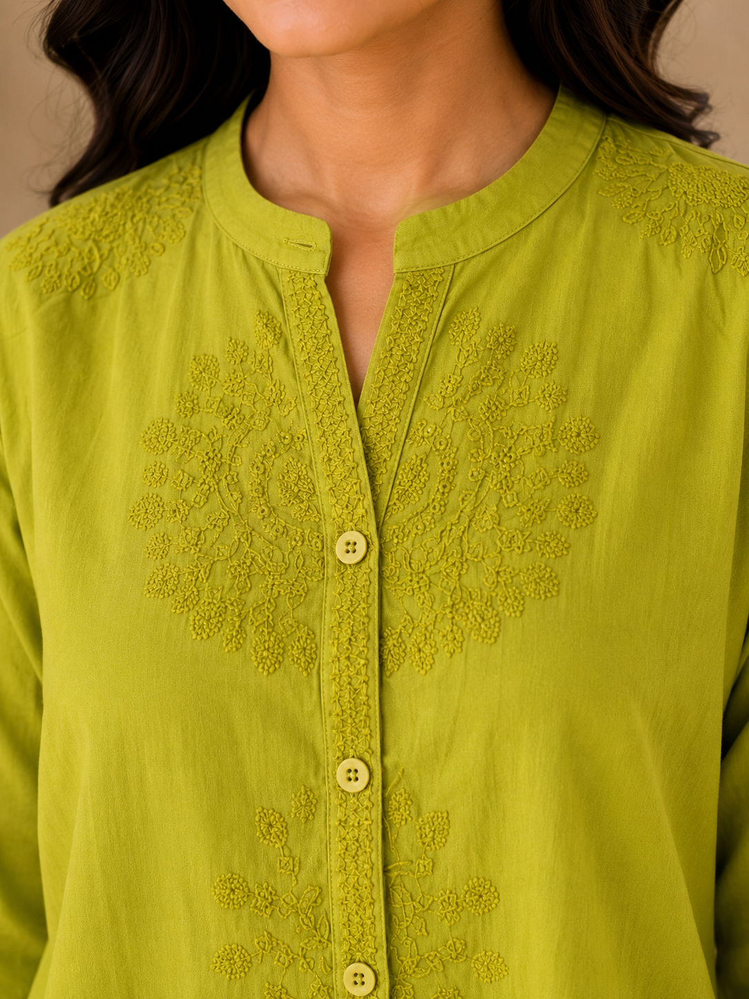 Dusty Green Embroidery Shirt