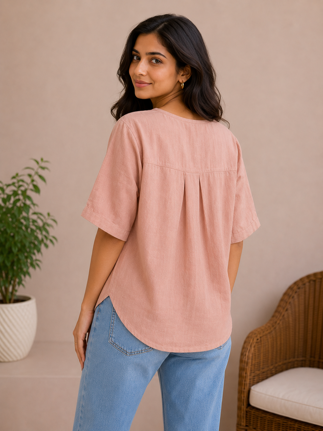 Choco Brown Flower Print Top