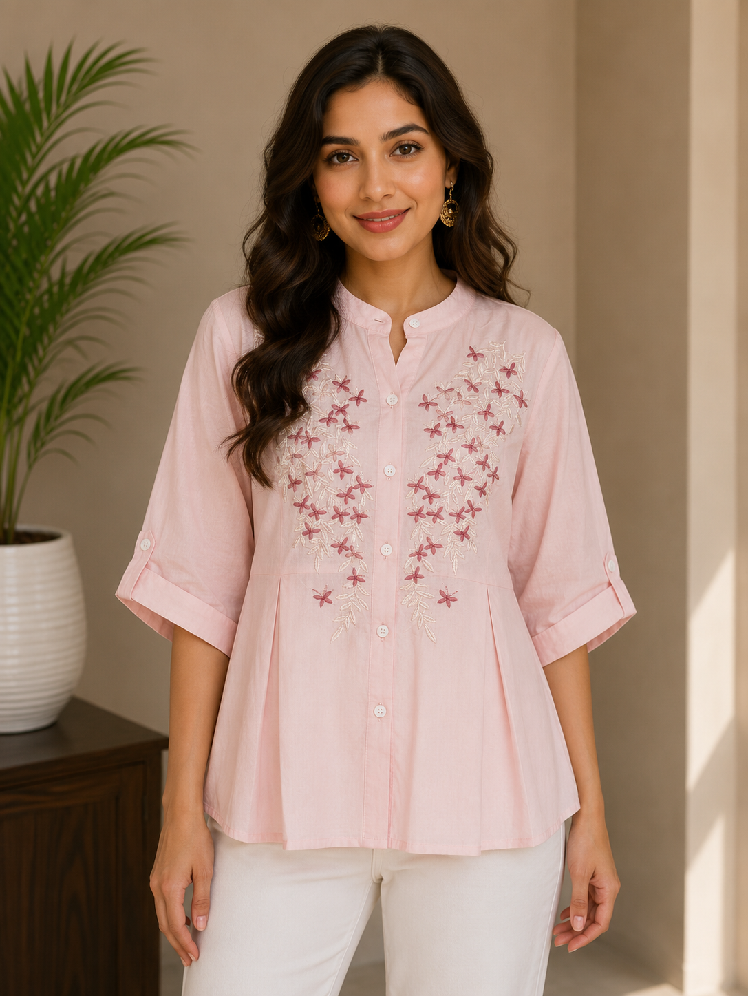 Blush Pink Embroidery Shirt