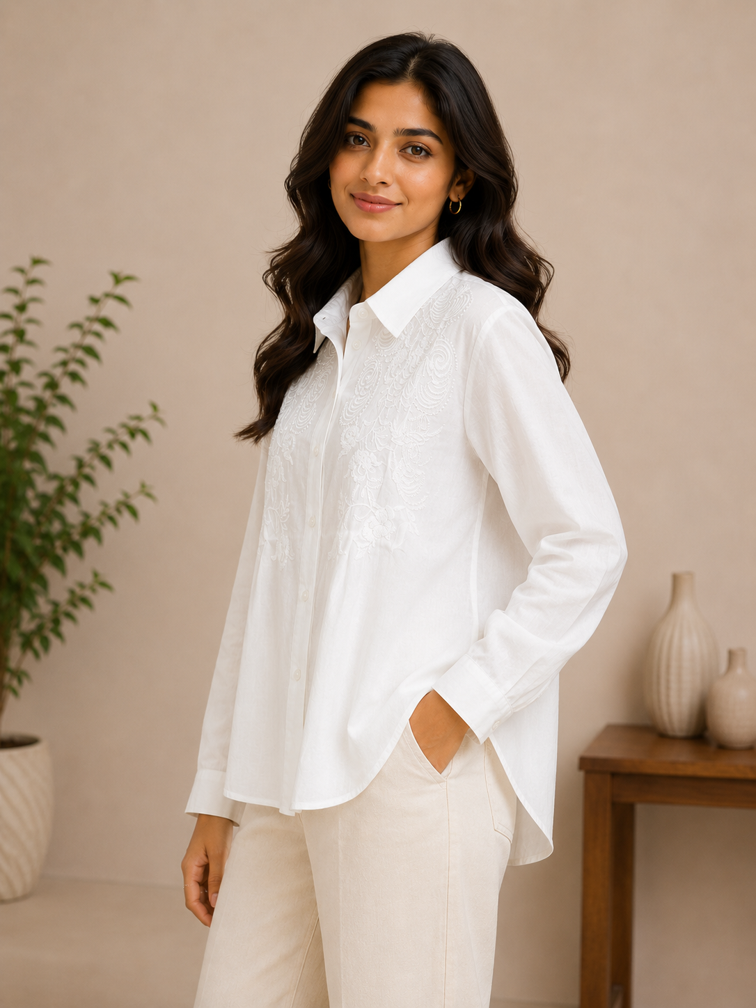 White Embroidery Shirt