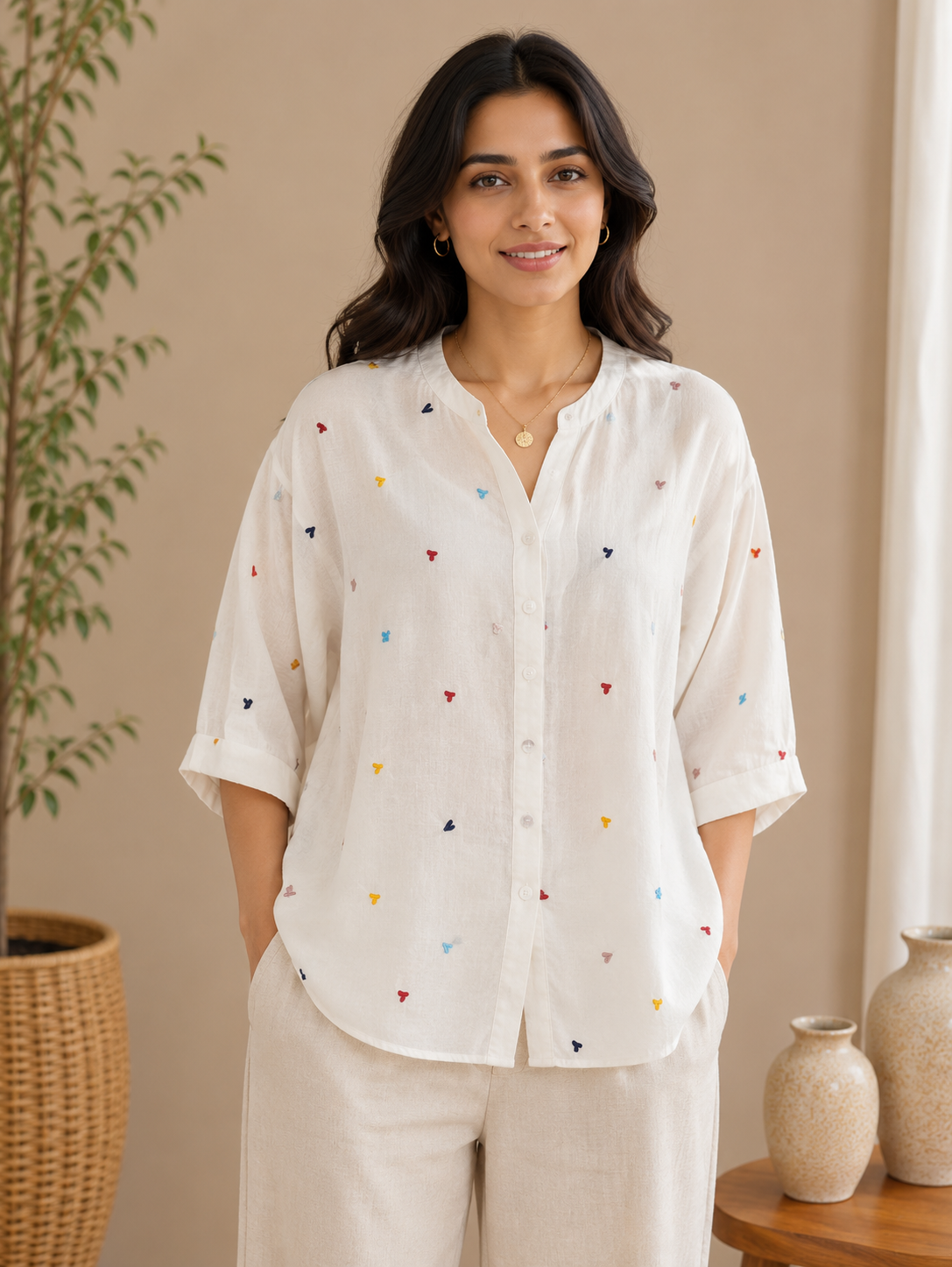 White Heart Linen Shirt