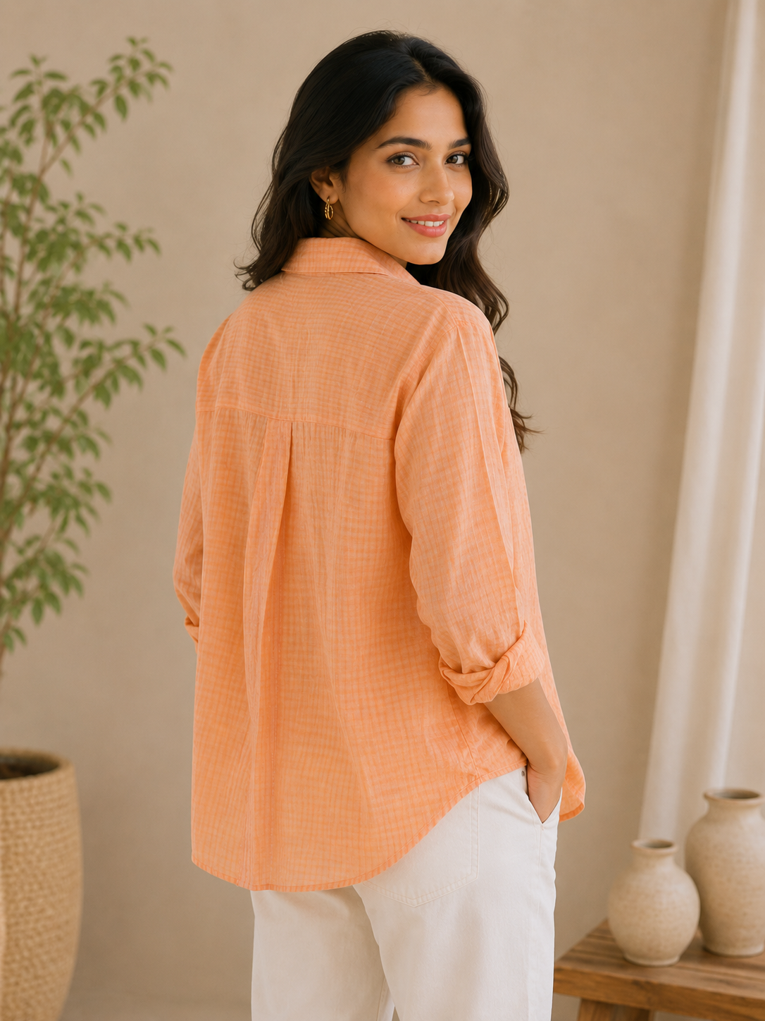 Orange Checks Shirt