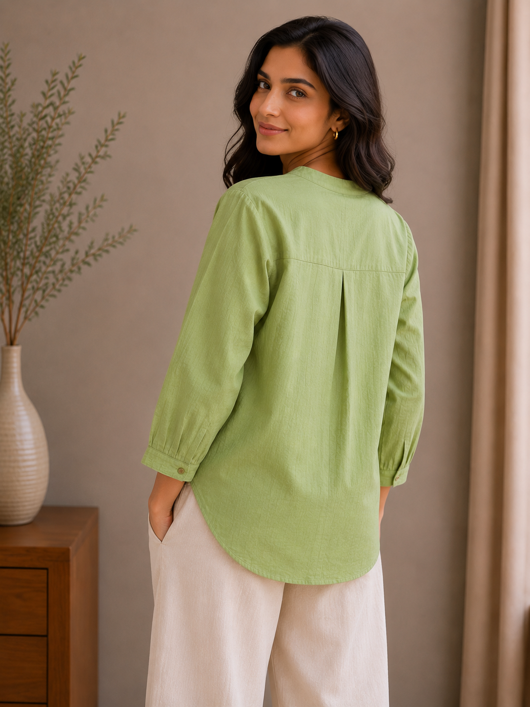 Pista Green V Neck Top
