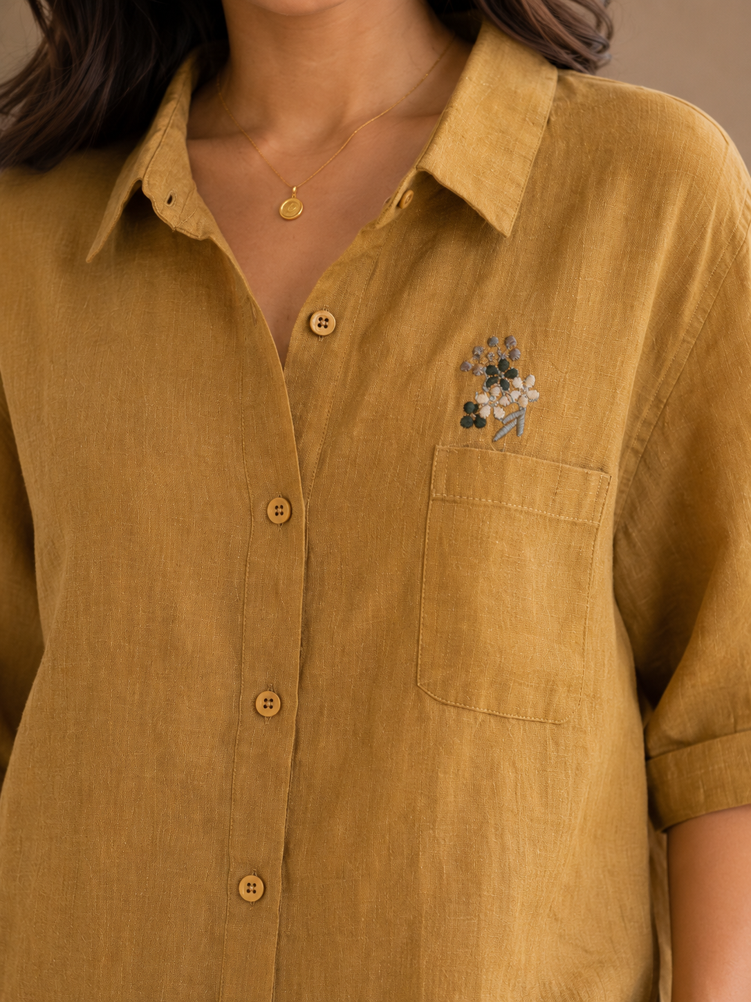Dusty Yellow Linen Shirt