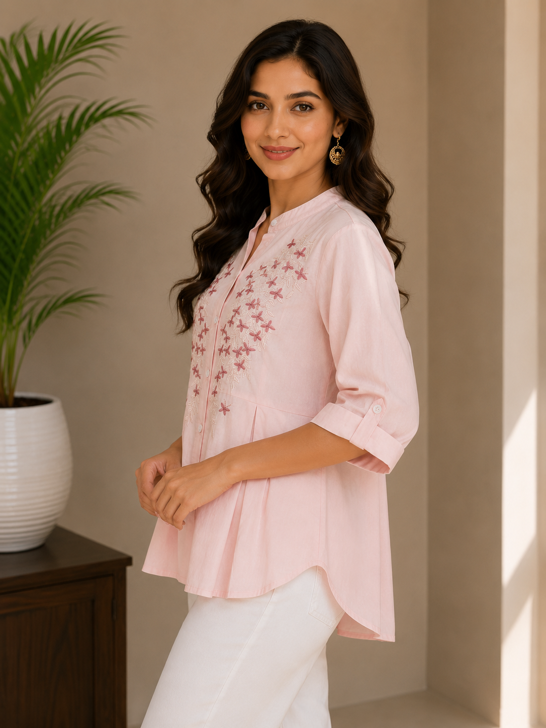 Blush Pink Embroidery Shirt