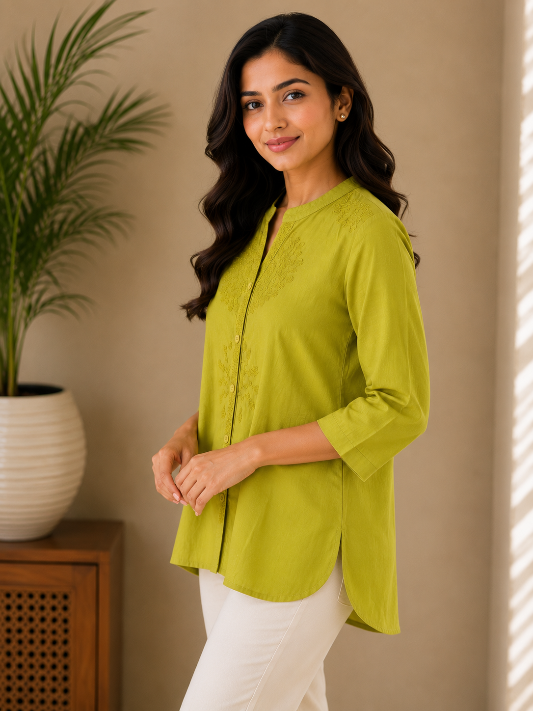 Dusty Green Embroidery Shirt