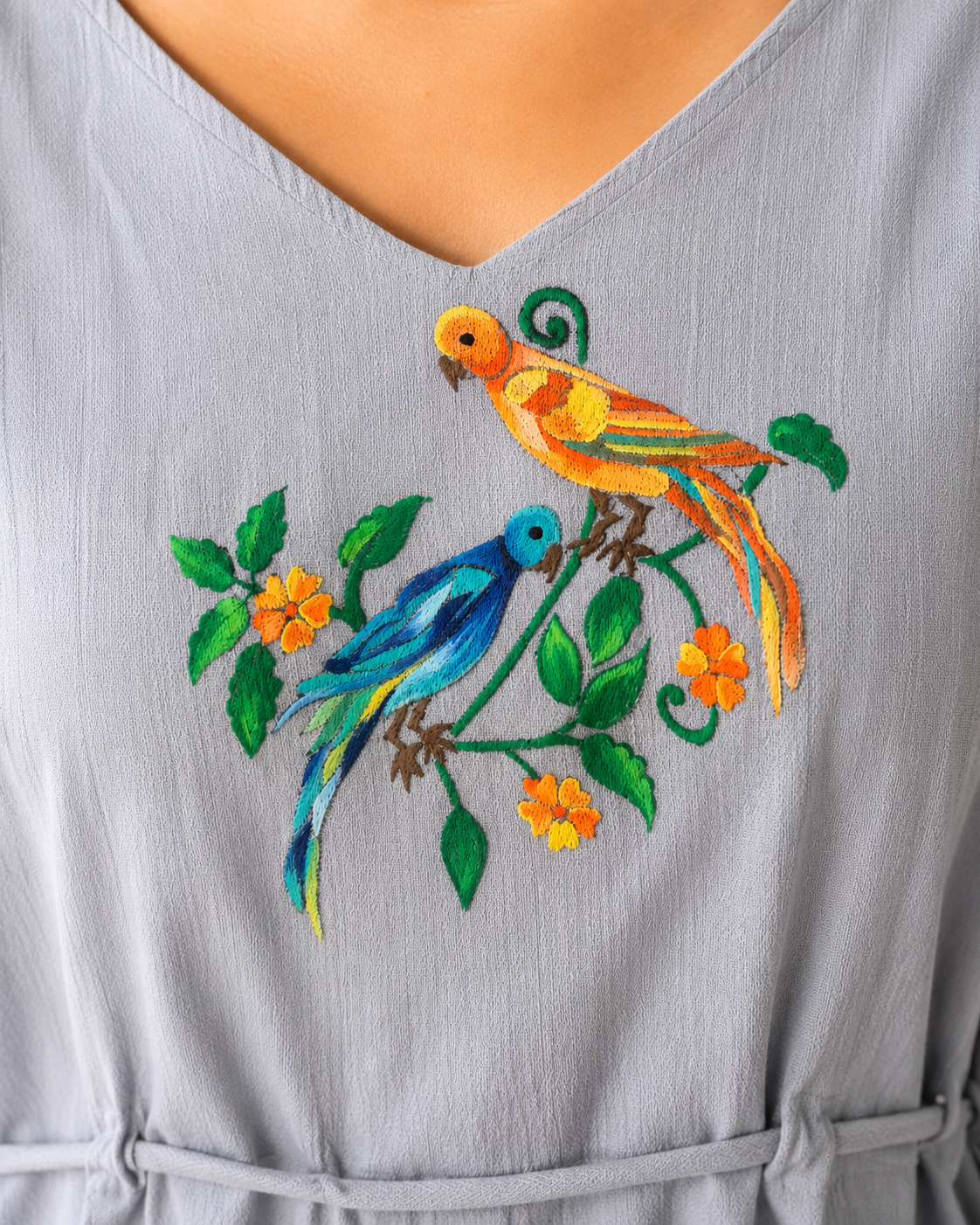 Grey Bird Handprint Top