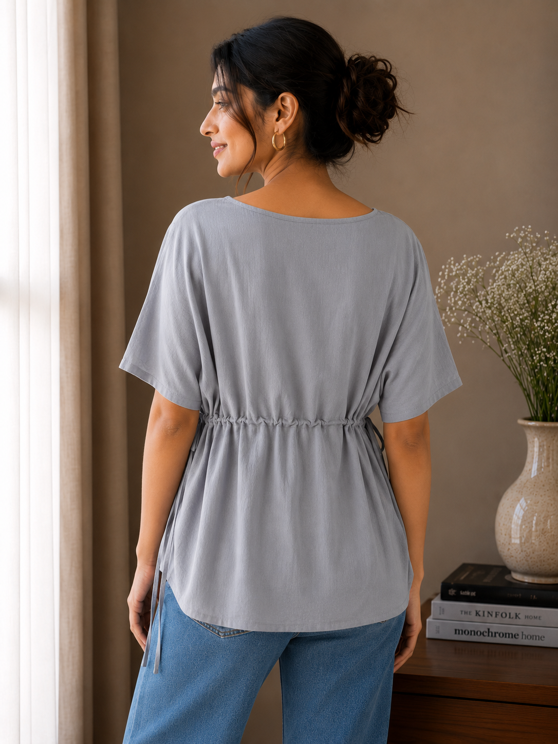 Grey Bird Handprint Top