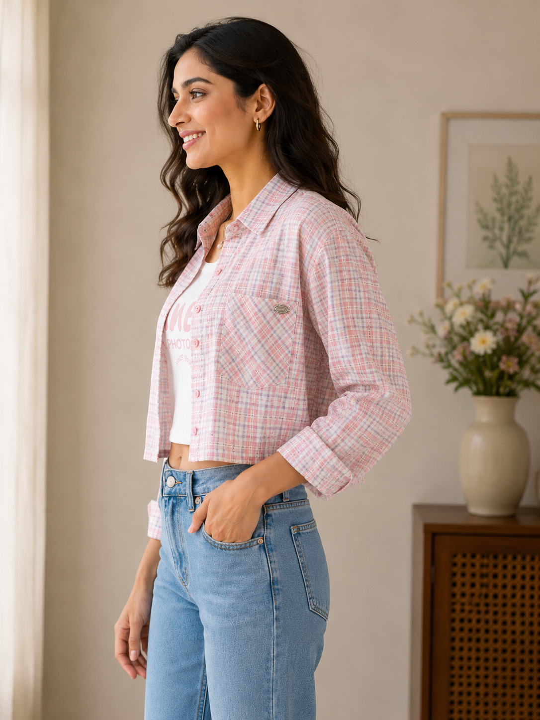 Pink checked Shirt
