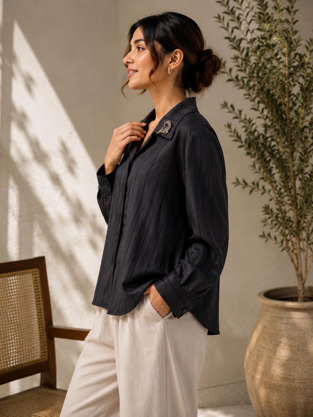 Black Satin Shirt