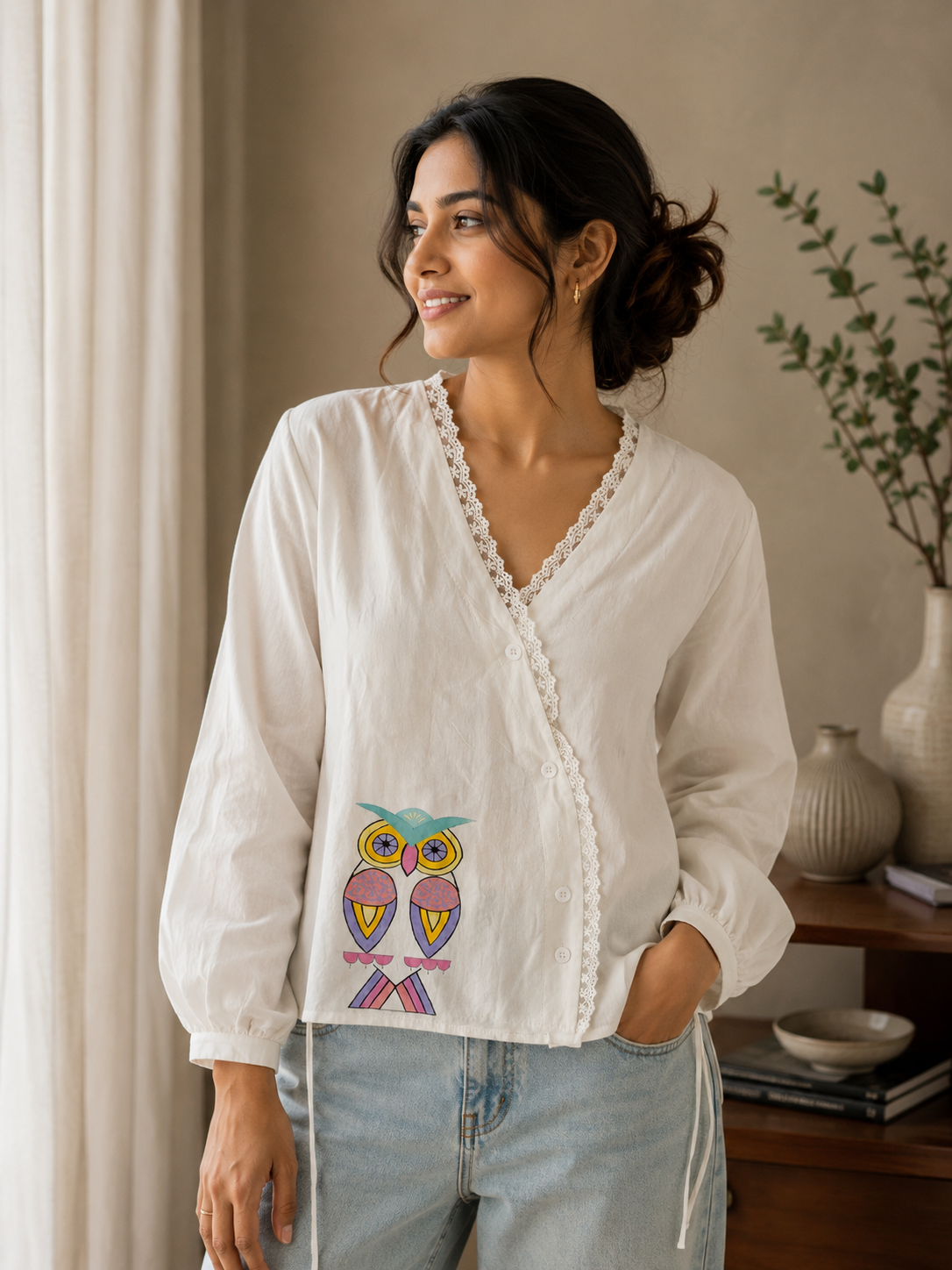 White Cross Button Shirt
