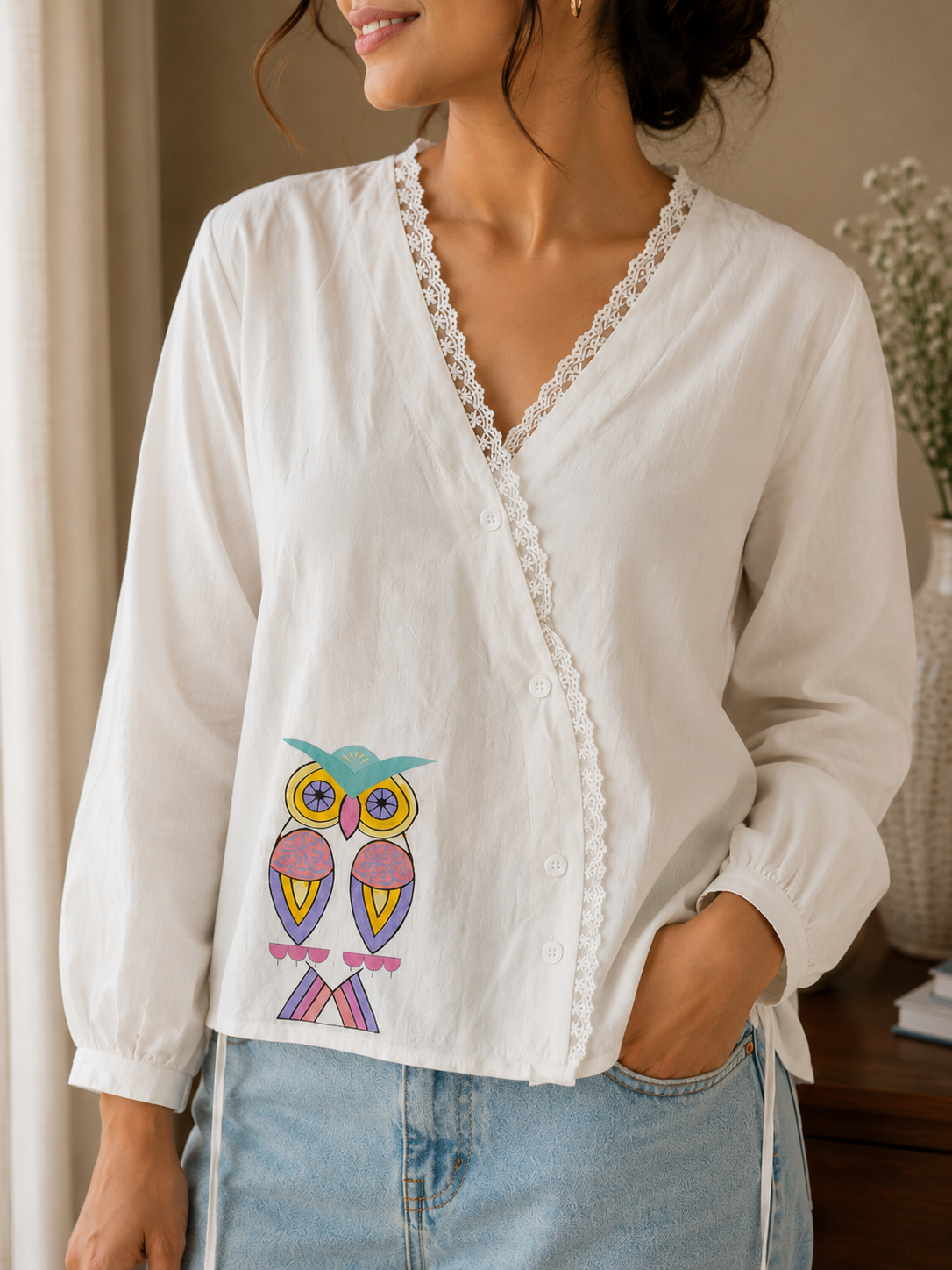 White Cross Button Shirt