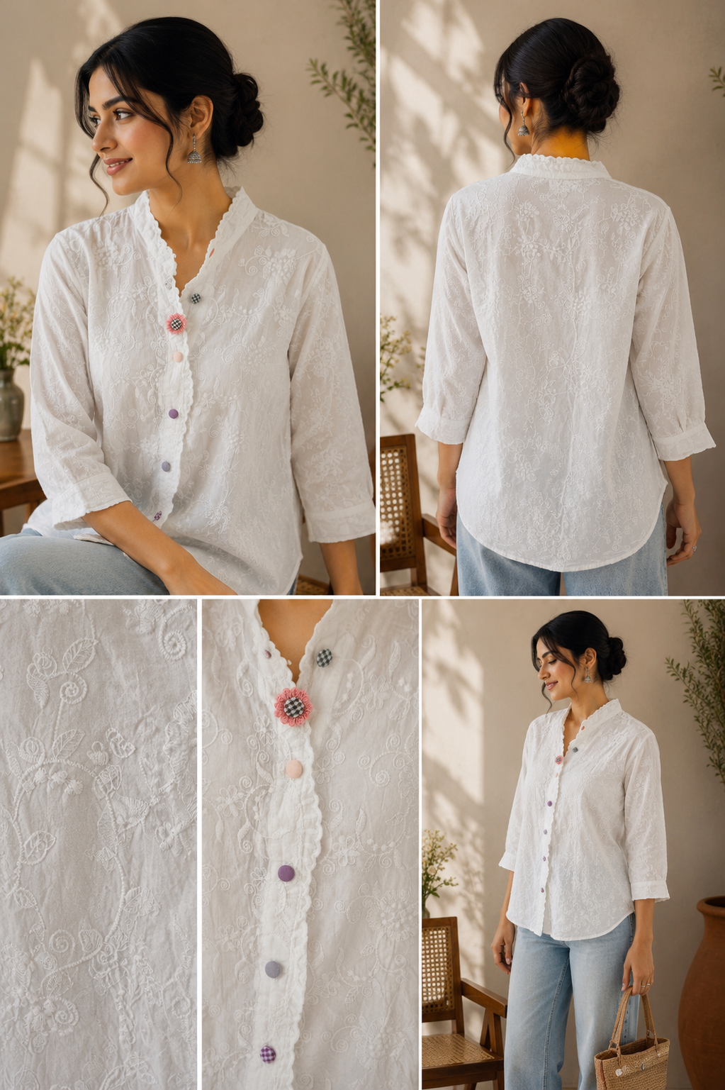 White Gems Button Shirt