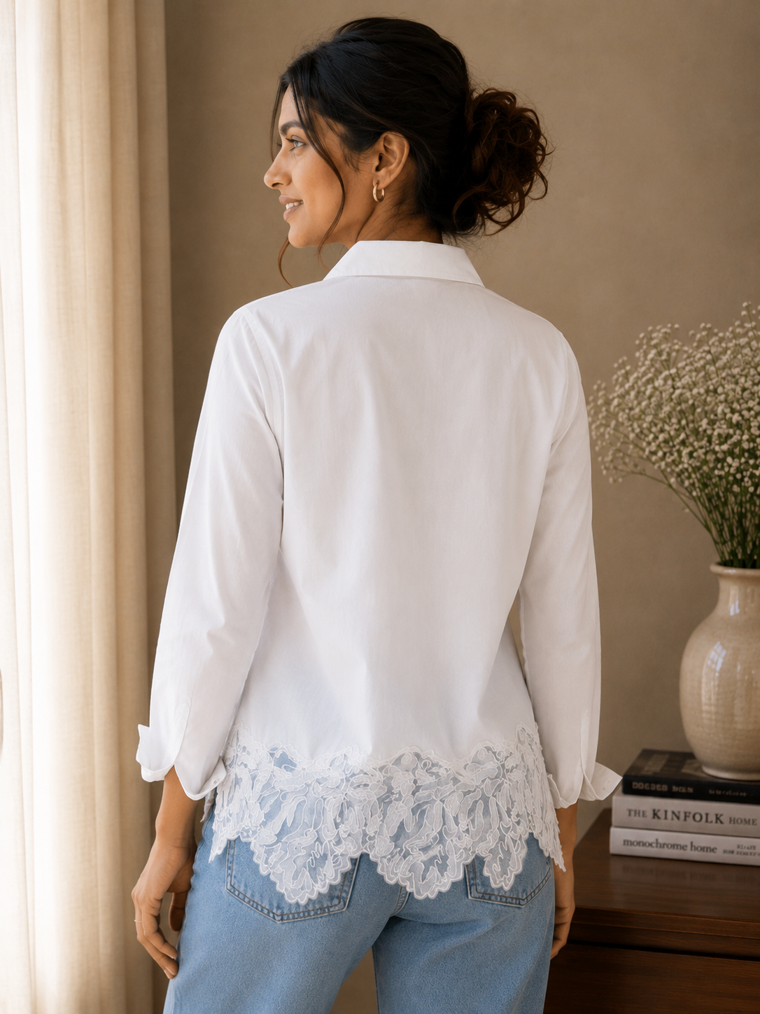 White Net Patch Shirt
